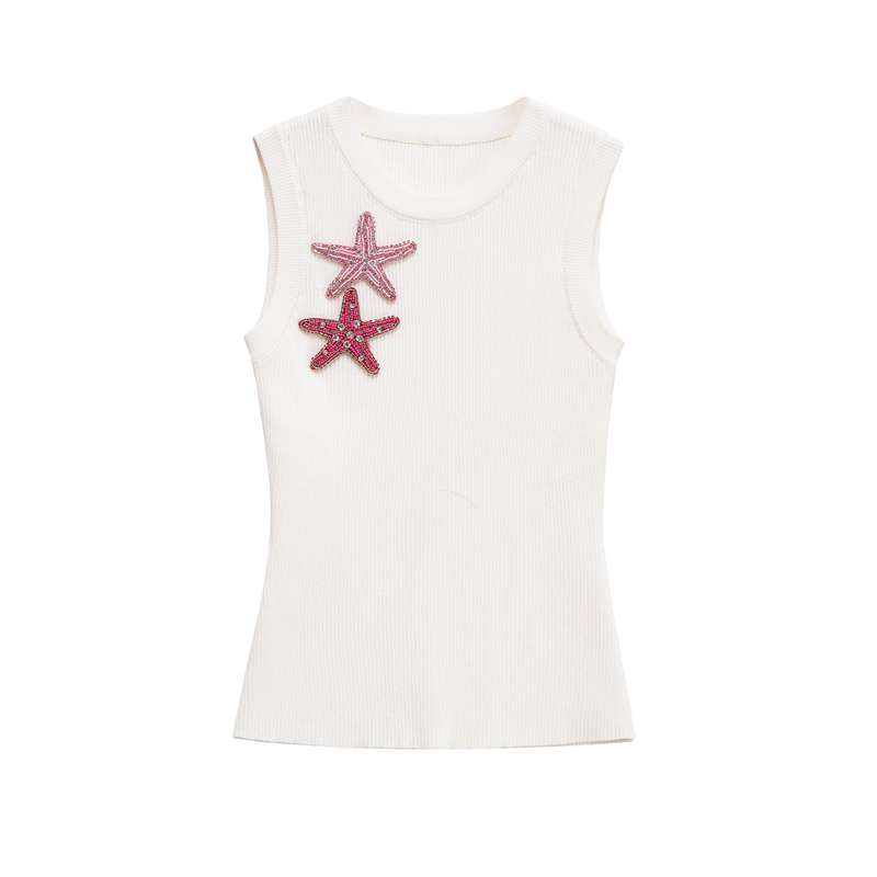 Spring/summer 2025 new casual women's clothing Europe and the United States spice starfish decorative sleeveless vest fashion Joker.