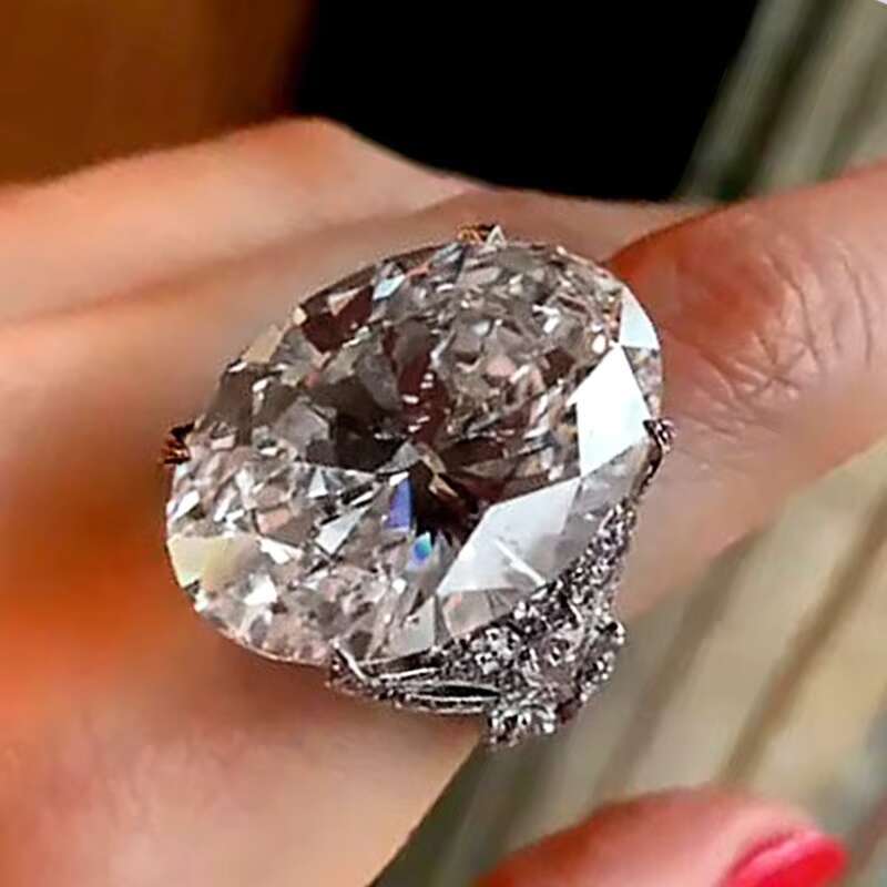 Non Tarnish Silver Big Stone 2 Ct Diamond Ring Price for Men Women As Gift N2305267