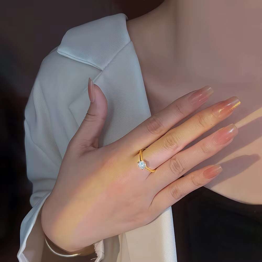 Ready to Ship Round Brilliant Moissanite Engagement and Wedding Ring GRA 925 Sterling Silver VVS D Color