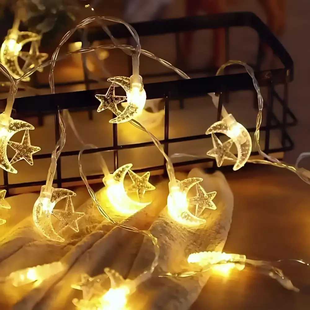 Star Moon String Lights Battery Operated 40/20/10 LED for Bedroom Room Office Home Window Camper Indoor Christmas Tree DecorationsXJ250612