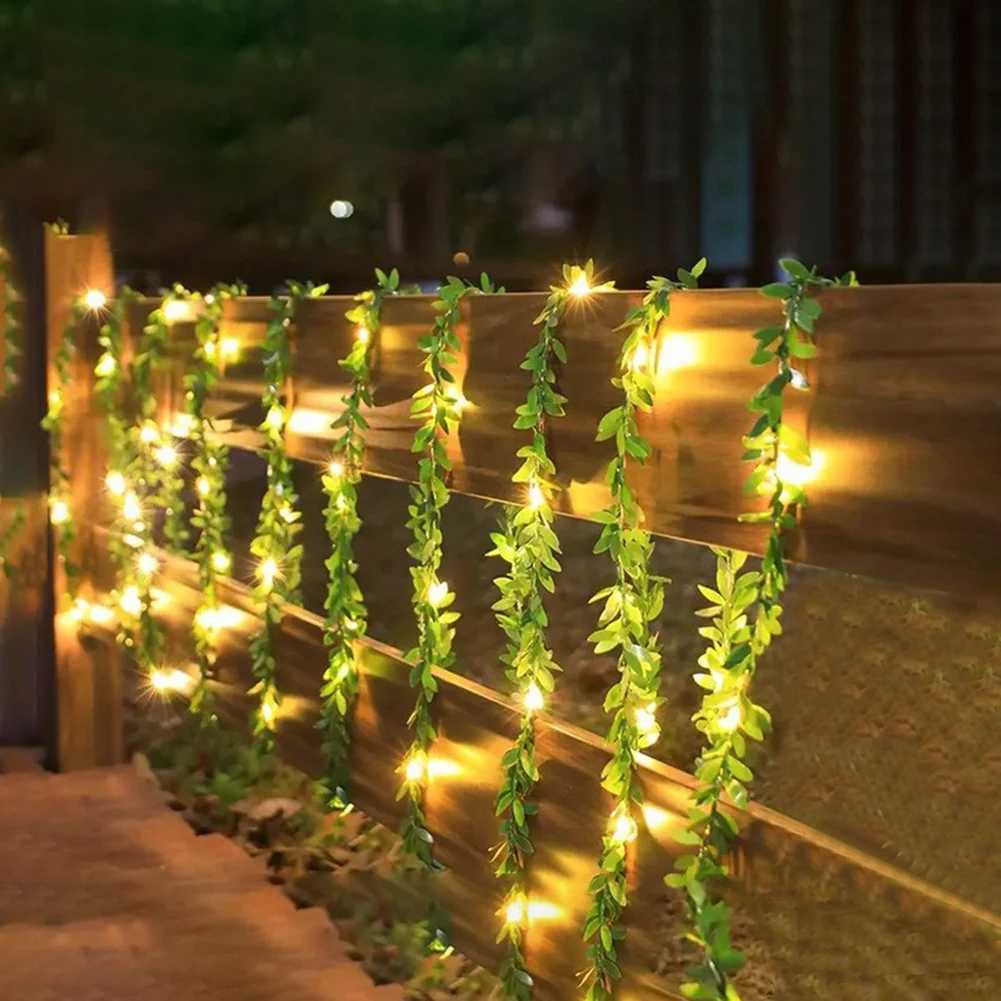 1pc Artificial Green Leaf LED String Lights LED String Lights Battery Operated Vine Fairy String Lights Hanging Garland Copper XJ250612