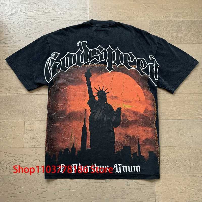 New GOD SPEED T-shirt Europe America Pop Fashion Print Streetwear Crewneck Short Sleeve Unisex Casual Tops Real Photo X250613