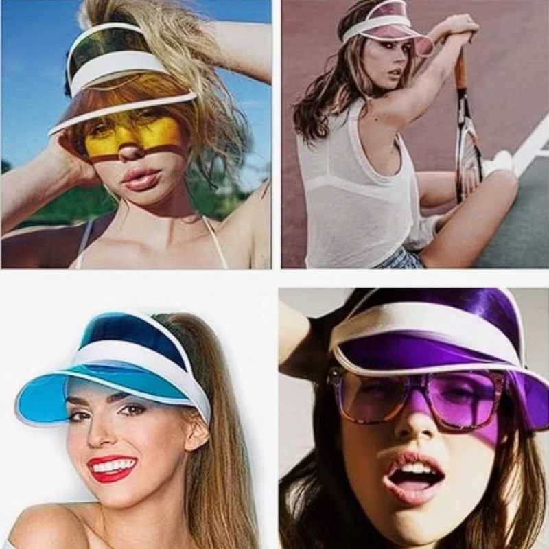 New Summer Women Men Sun Hat Candy Color Transparent Empty Top Plastic Sunshade Hat Visor Caps Bicycle Sun Hat Bicycle Cap Gift U250613