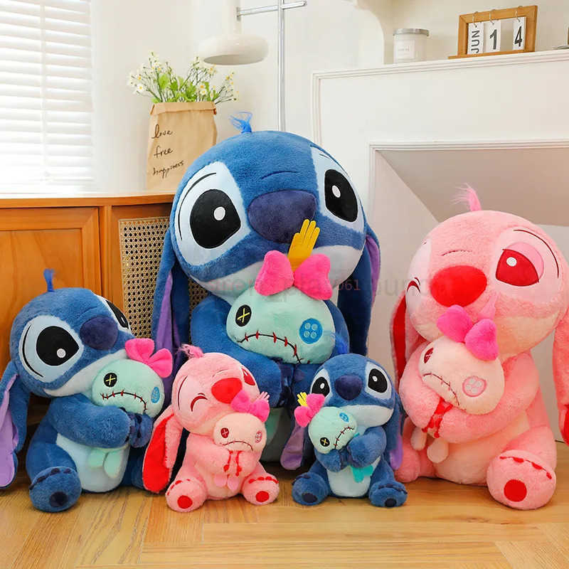 DISNEY30-45cm Disney Lilo Stitch Doll Scrump Cartoon Pink Angel Plush Toy Cute Anime Soft Stuffed Kawaii ChildrenS Birthday Gift W250623