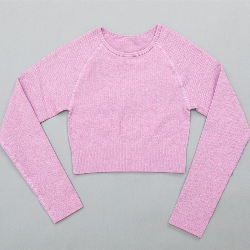 Hua'er Yuan European and American large size spring and summer seamless knitted yoga clothes long sleeves high waist hip lift fitness sports suit