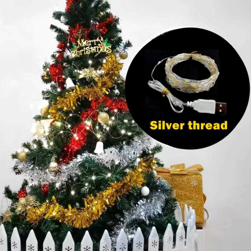 5/10/20M USB LED String Lights Copper Silver Wire Garland Light Waterproof Fairy Lights For Christmas Wedding Party Decoration XJ250612