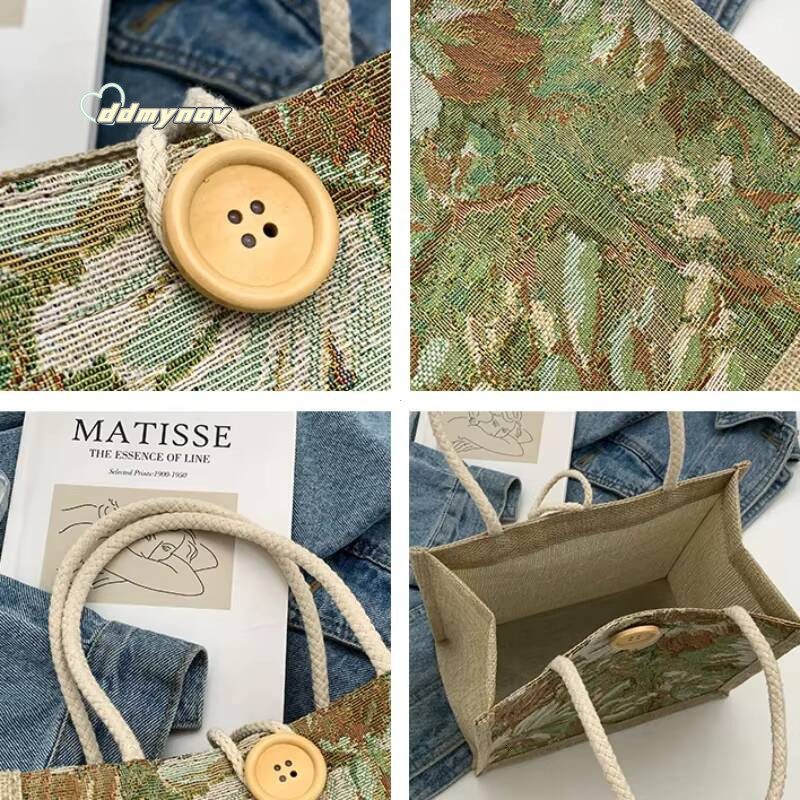 Portable Hand Linen Bag Women Ins Style Students Handbags Fashion Ladies Top-handle Bags Designer Luxury Bolsa ddmynov