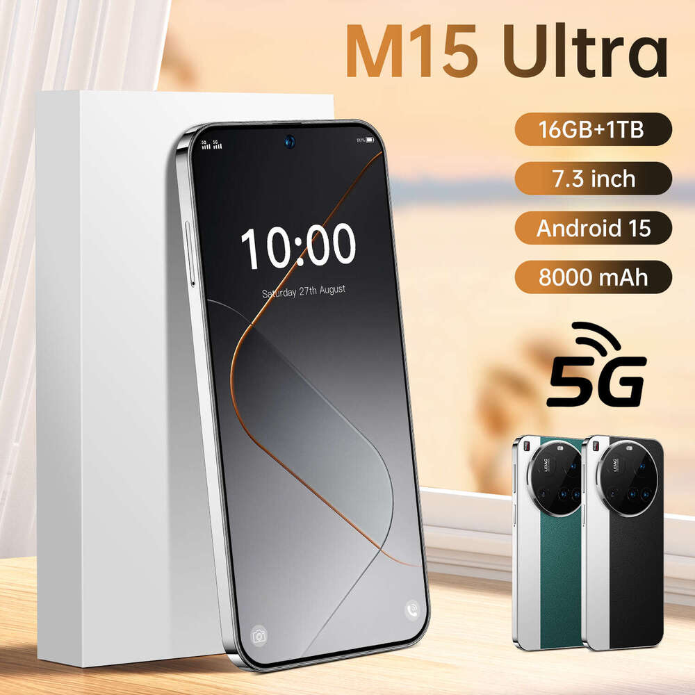 New High-end Mobile Phone M15 Ultra Large Screen Real Perforated Smartphones 7.3 Inch 16+1TB