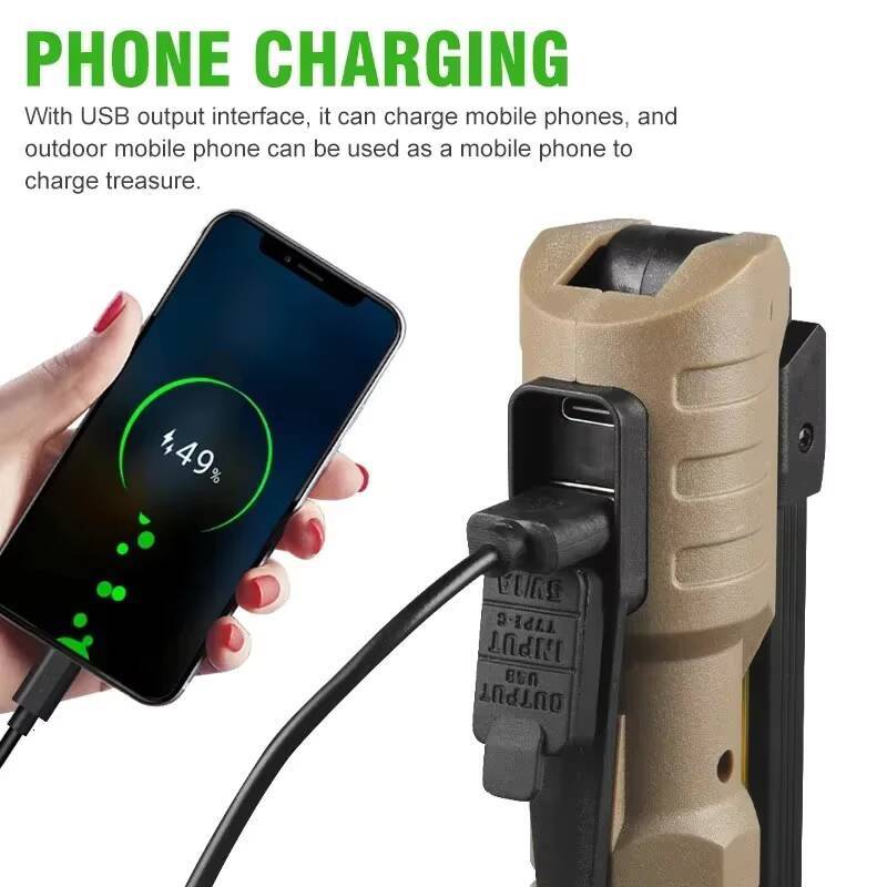 Rechargeable LED Portable Flash COB Folding Magnet Strong Light with Built-in Battery Camping Emergency Work Lamp
