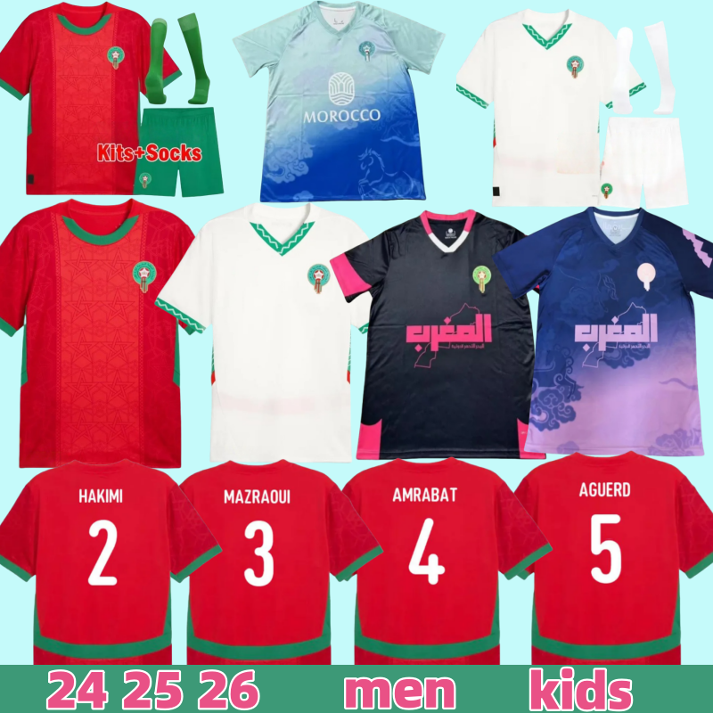 24 25 26 Maillot Morocco Jersey HAKIMI Ziyech Bennasser Amrabat 2025 2026 Men Kids Kit football Shirt