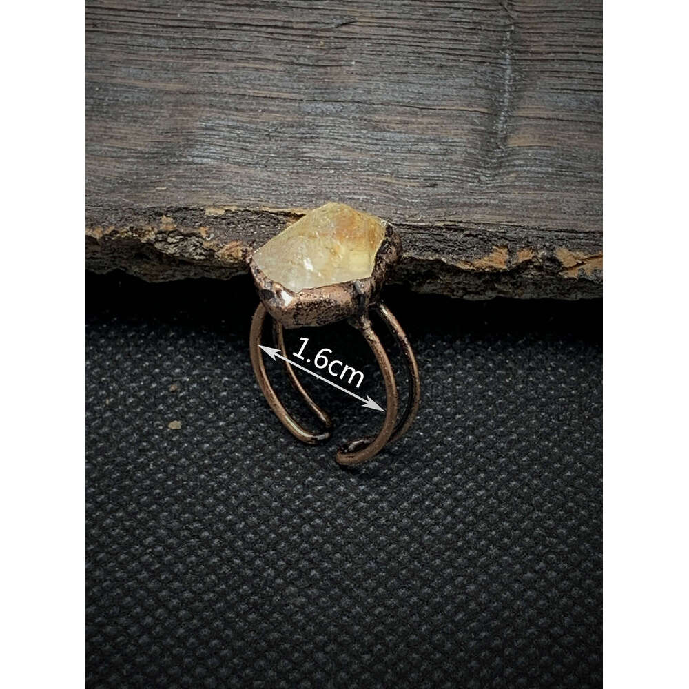 Wind Twelve Birthstone Natural Raw Stone Irregular Adjustable Open Ring Women's Birthday Gift