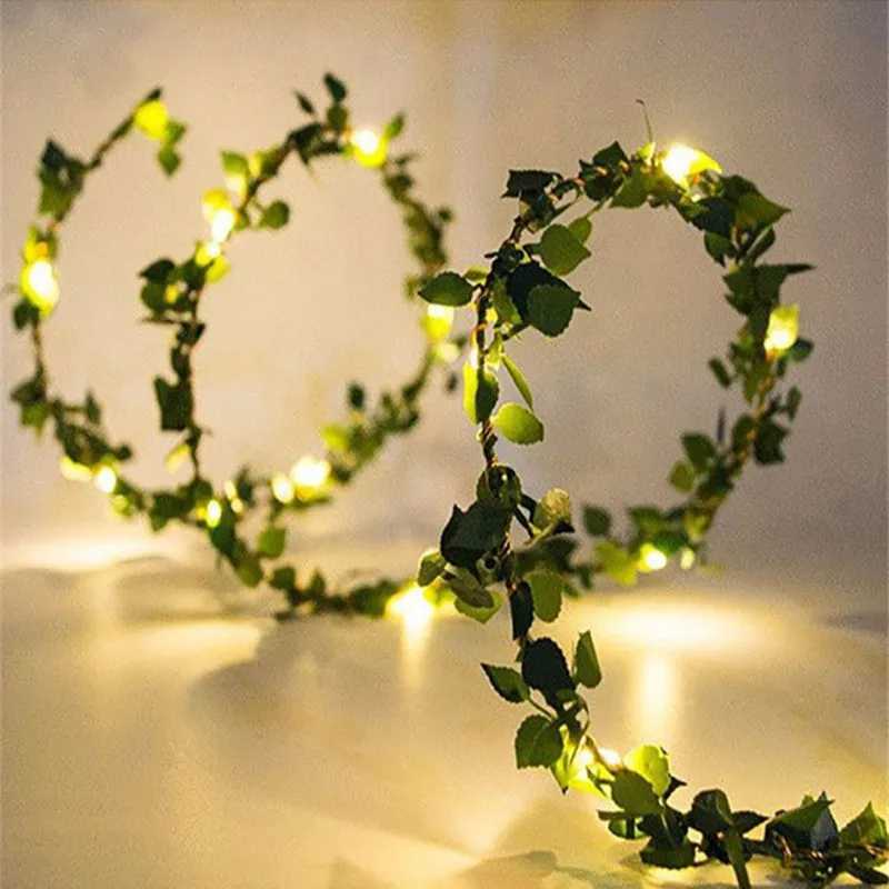 Outdoor Tiny Leaf LED Copper Wire Fairy String Lights Garland Christmas Decorations for Home New Year Wedding Garden Street LampXJ250612