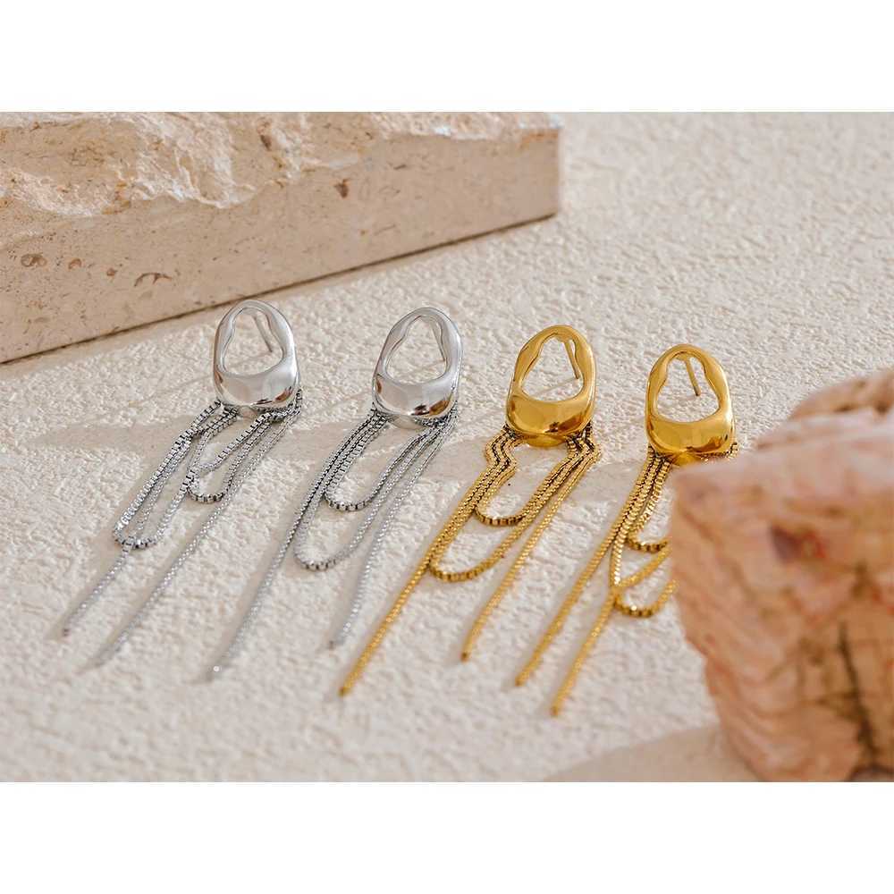 Yhpup 316L Stainless Steel Geometric Tassel Chain Drop Dangle Earrings for Women Temperament Popular Waterproof Jewelry Gift M250613