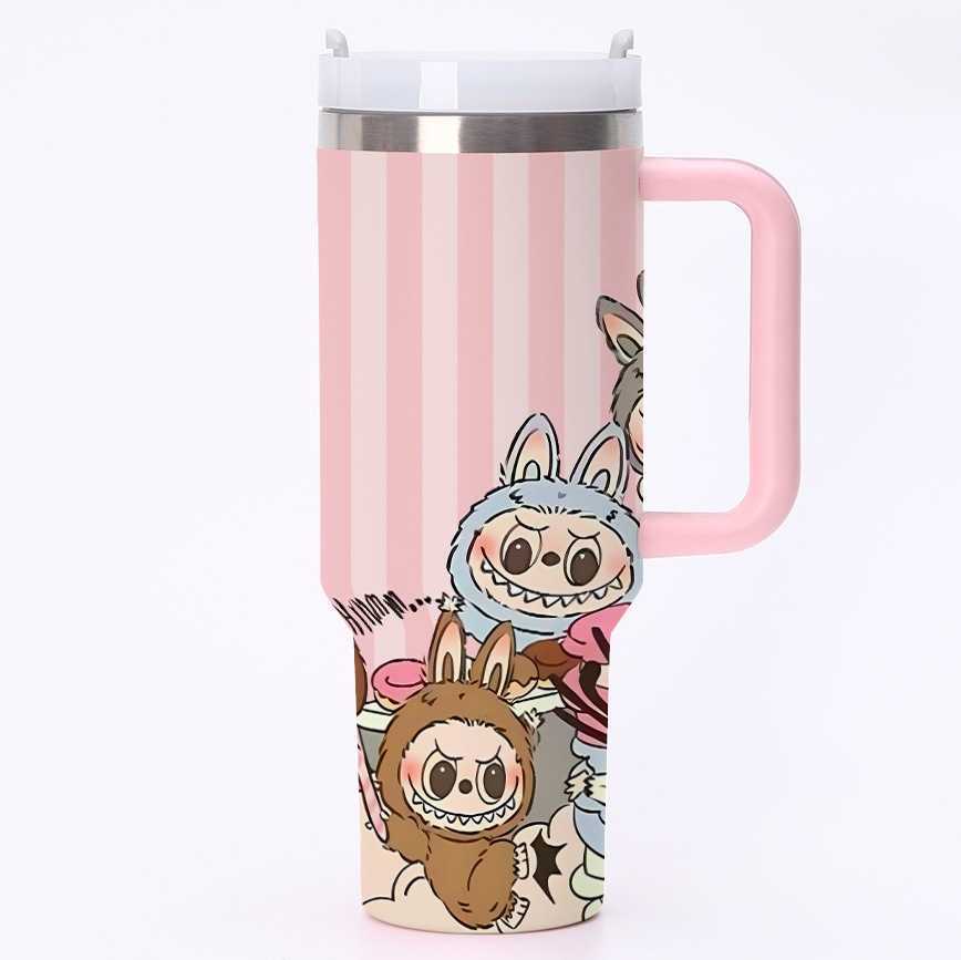 New La Bubu 40oz Second Generation Car Cup Large Capacity Ice Cup with Straw Handle Striped Cup S25613