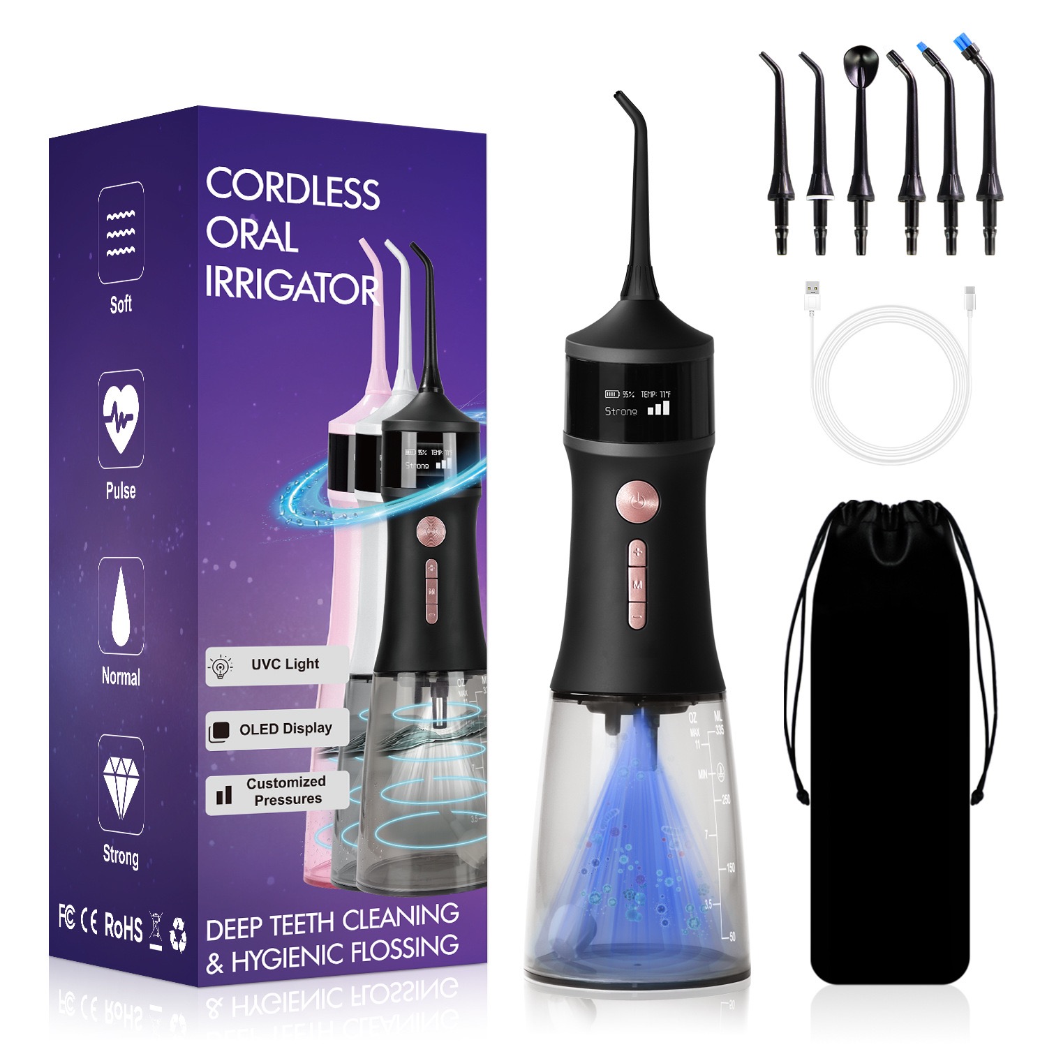Luxury Dental Oral Irrigator IPX7 Portable Water Flosser Oral Hygiene Portable Ultrasonic Smart Scaler Long Battery Life Dental Flosser