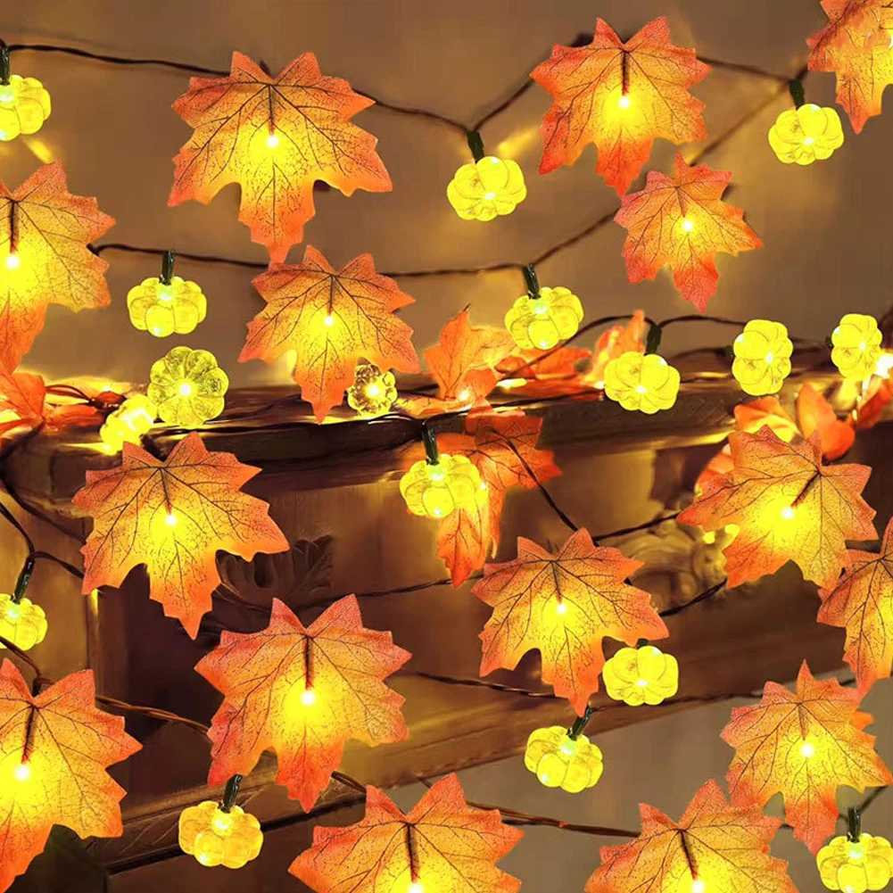 1.5/3M Artificial Maple Leaf LED Light String Lantern Garland Home Party DIY Decoration Halloween New Year Christmas Decoration XJ250612