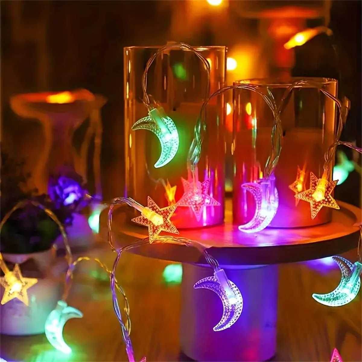 LED pentagram moon light string battery box power supply 1.5M/3M bedroom courtyard atmosphere decoration light XJ250612