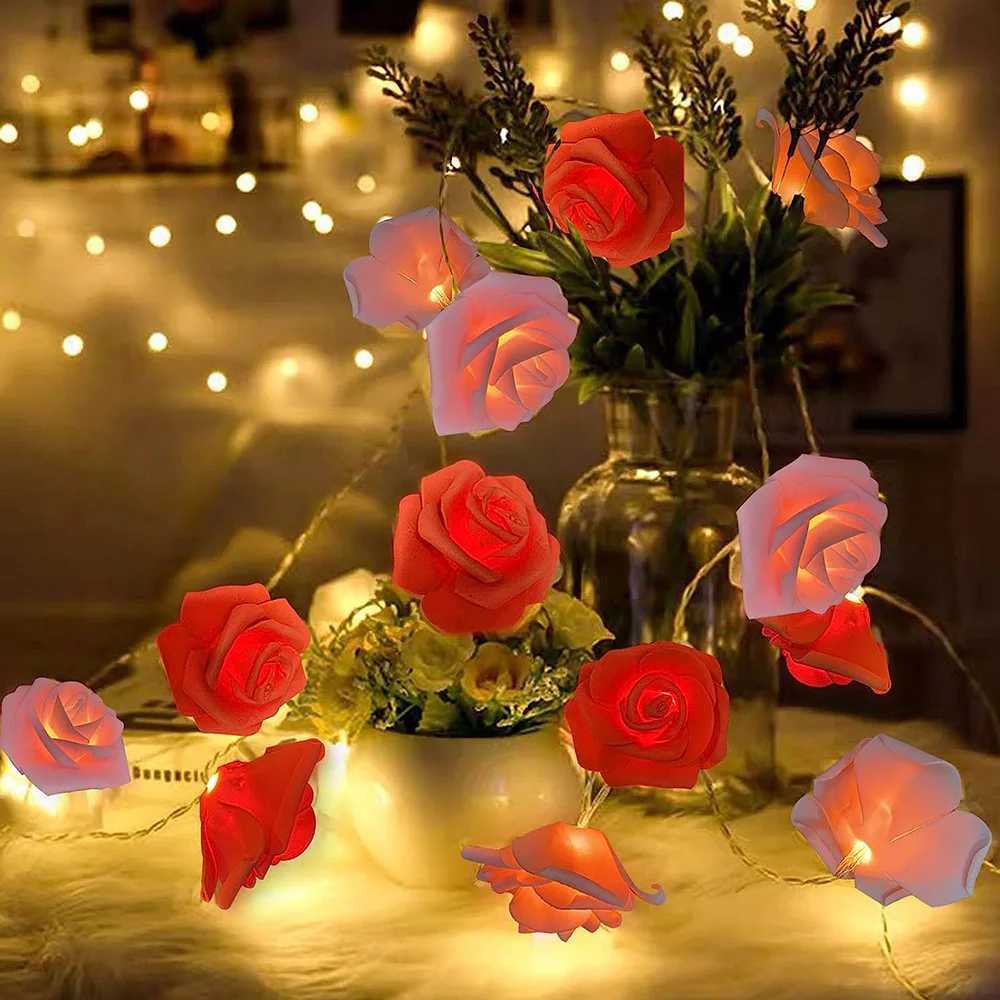 3M 20 LED Rose String Lights Battery Operated Flower Garland Fairy Lights Valentine Wedding Party Decoration Christmas LightsXJ250612