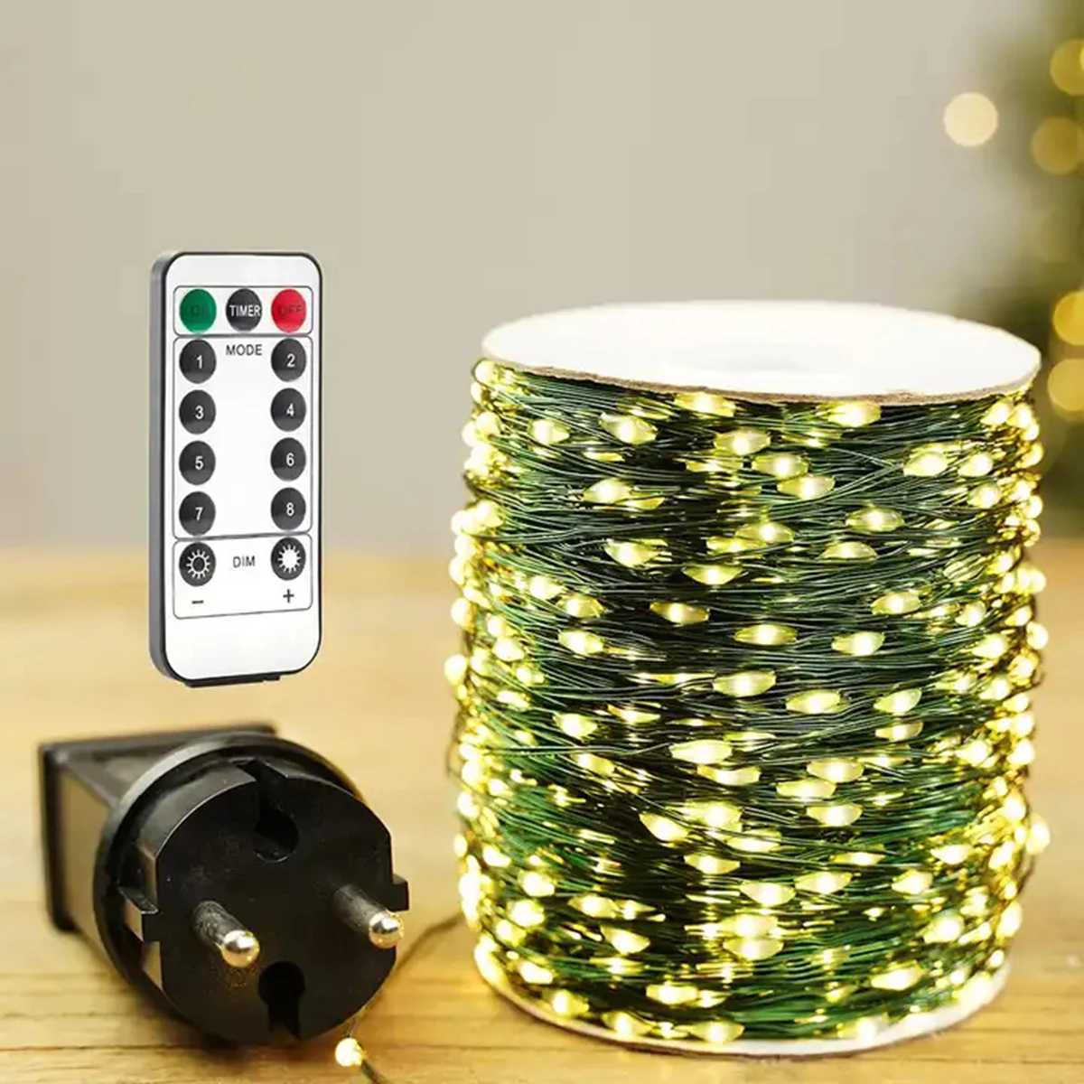 10m-200m LED String Lights Outdoor Green Copper Wire Fairy Lights Garland For Tree Terrace Patio Yard Garden Party Decoration XJ250612
