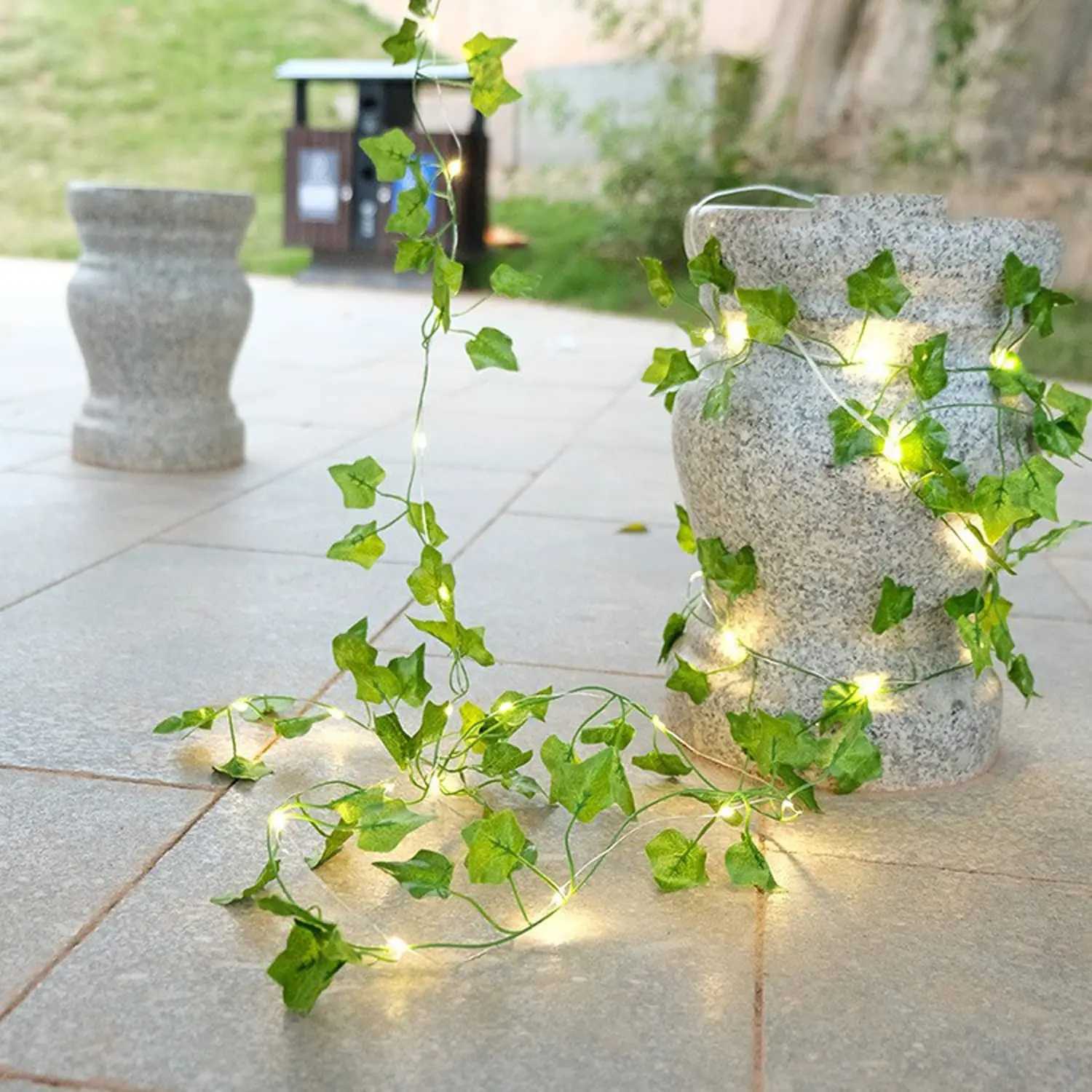 Artificial Vine Fairy Lights Flower Green Leaf String Battery Powered Easter Garland Light for Wedding Home Decor XJ250612