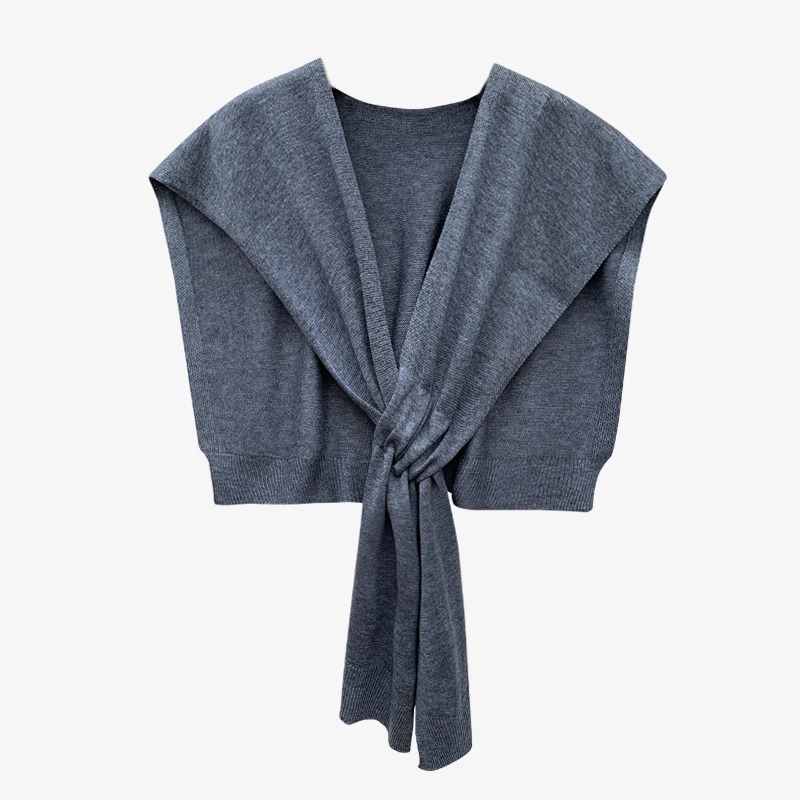 K1011 Green knitted shawl female Korean style outerwear waistcoat summer air-conditioned room shoulder neck shawl spring and autumn decorative collar