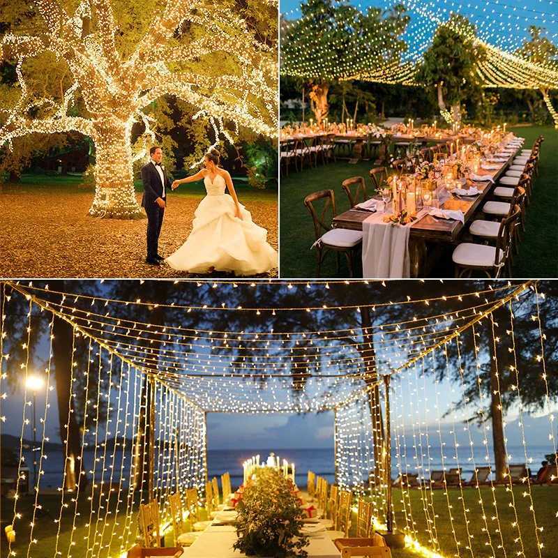 Christmas Decoration 2024 Lights LED Wedding Outdoor Street Garland Fairy Light Garden String for Room Lighting Waterproof StripXJ250612