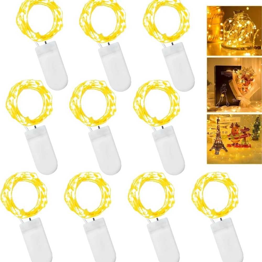 10 PCS String Fairy Lights 2M 20LED Silver Copper Wire Battery Powered DIY Decorations String Lights For Wedding Party Christmas XJ250612