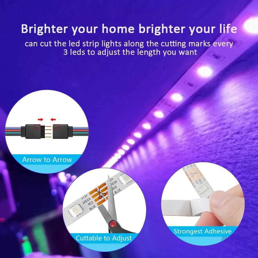 LED Strip Light USB 5V Light Rope RGB Light Strip for Room Decoration Night Light TV Background Light XJ250612