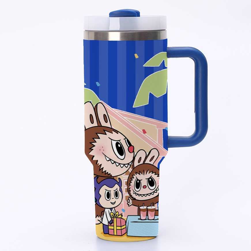 New La Bubu 40oz Second Generation Car Cup Large Capacity Ice Cup with Straw Handle Striped Cup S25613