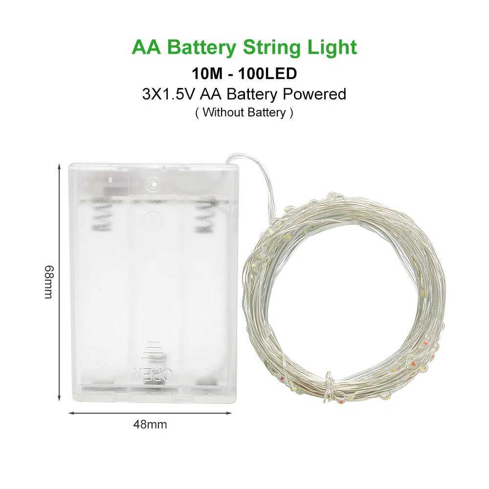 2M 5M 10M LED 3XAA Battery Operated Garland Festoon String Light Christmas Decoration 2022 for Party Wedding Holiday Fairy Light XJ250612