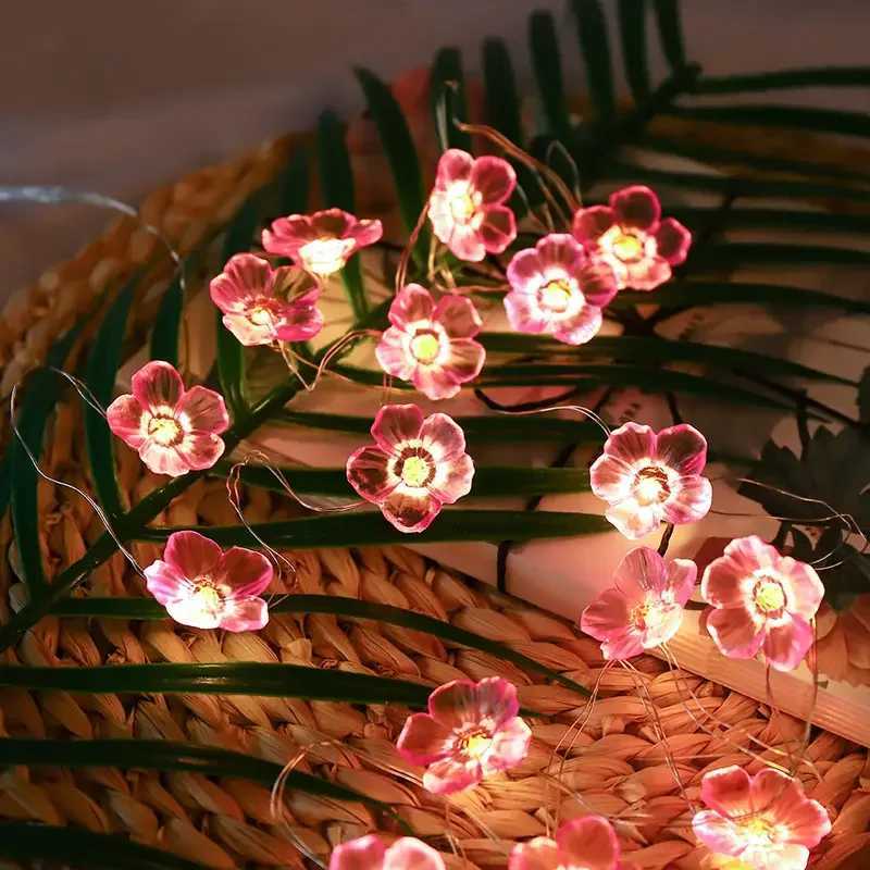 1pc 10/20/30LED Cherry Blossom Fairy String Lights Battery Powered For Home Wedding Indoor Holiday Party Festival Decoration XJ250612