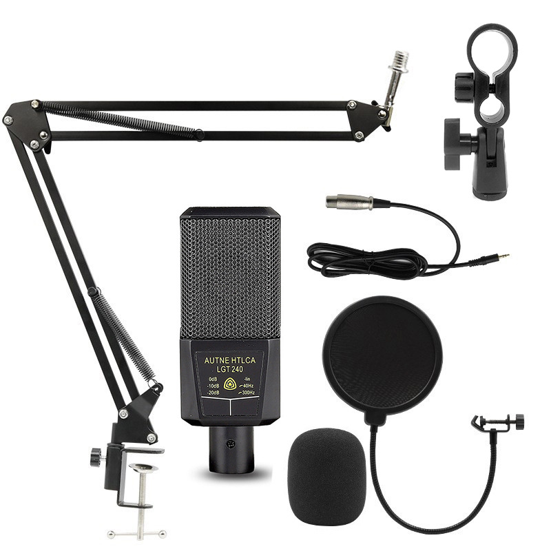 Microphones Karaoke Live Microphone Sound Audio Card Kit Professional Podcast Home Studio Recording Equipment Set Microphone For Laptop PC Cellphone C