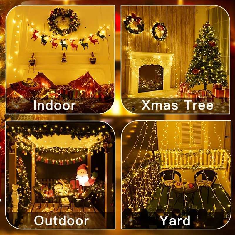 2M-10M 10/20/40/80 LEDS Christmas Garland Light Battery Warm White String Fairy Lamp for Bedroom Wedding Party Valentine Decoration XJ250612