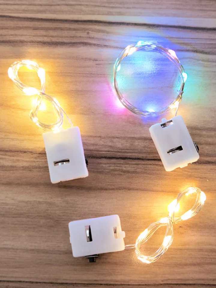 5Pcs Blue Flashing Decoration LED String Lights Christmas Wedding Party Restaurant Fast Slow Lights With 3 * Button Cell BatteryXJ250612