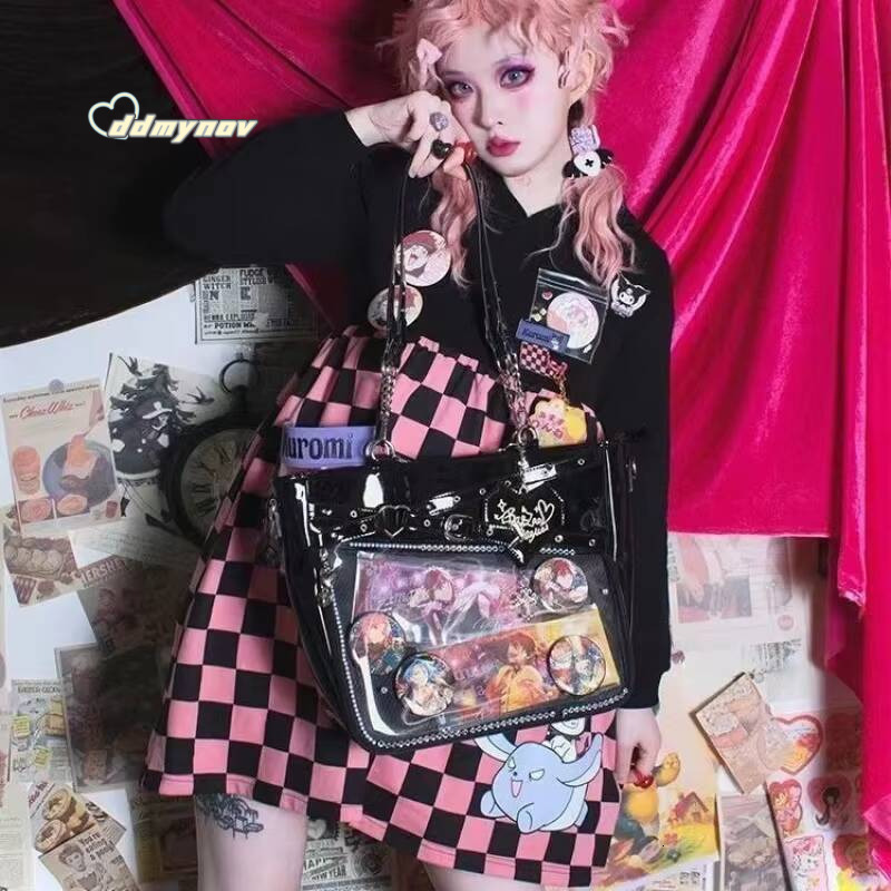 New Original Spicy Girl Cool Ita Large Capacity Transparent Pain Layer Crossbody Love Chain Ulzzang Shoulder Bag ddmynov