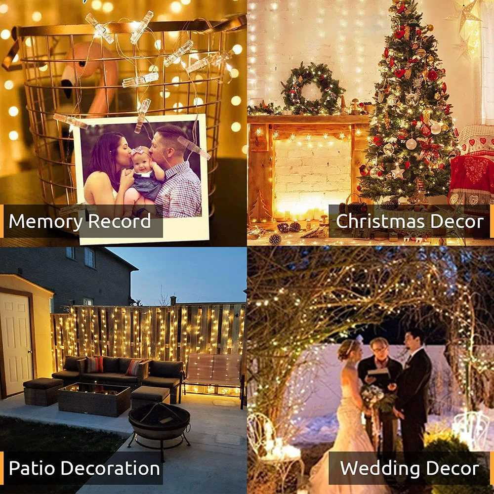 Photo Clip String Lights LED Fairy Lights Picture Clips USB Powered String Light with Clips for Bedroom Christmas Party Decor XJ250612