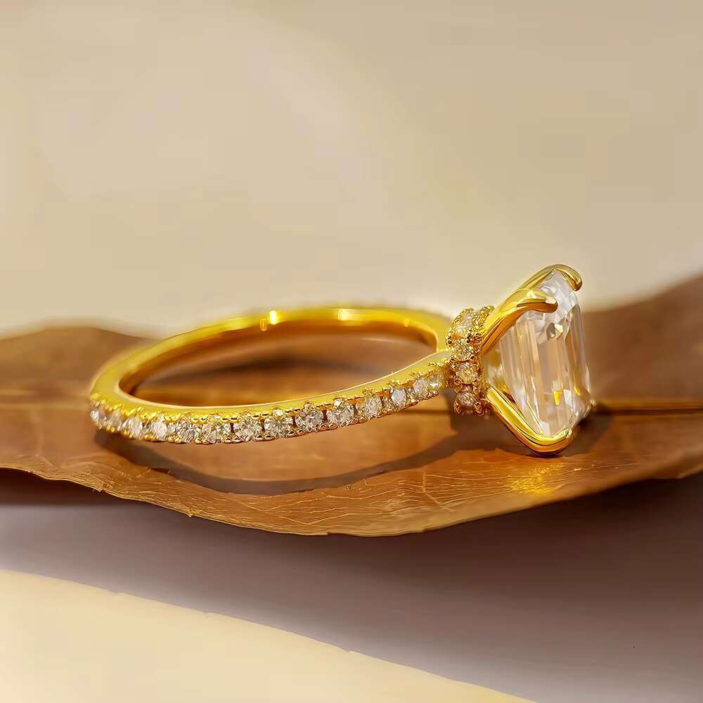 Pass Tester Promise Ring Classic 925 Sterling Silver Jasmine Ring Certified Moissanite Diamond Engagement Wedding Band for Women