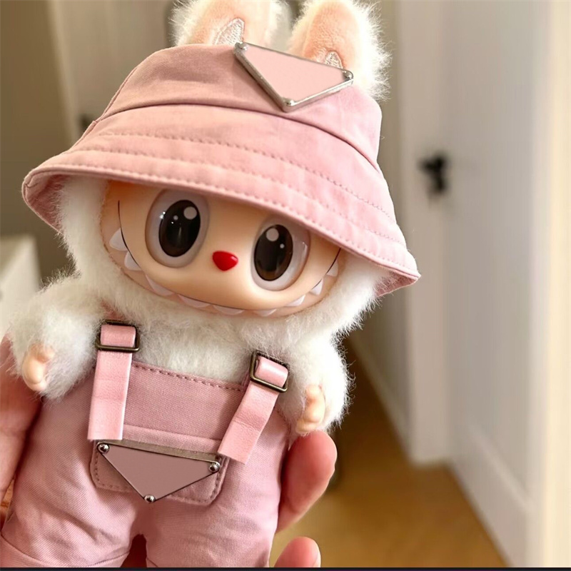 Second Third Gr Apparel Labubu Plush Doll Designer Only Clothes 17Cm Trendy Brand Overalls Fishermans Hat Accessories Z250616 Labubu