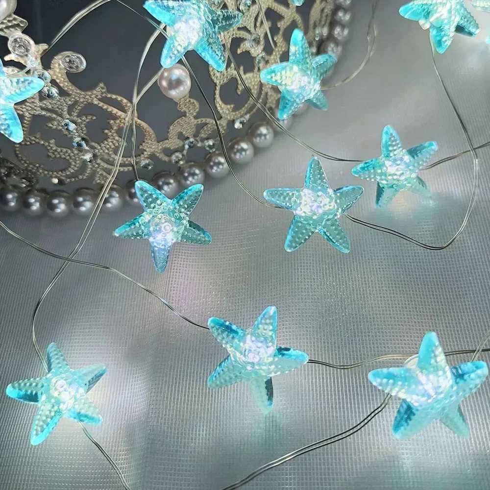 Ocean Theme 20/30 LEDs String Lights Shell Starfish Under The Sea LED Fairy Light for Wedding Party Christmas Decoration Lamp XJ250612