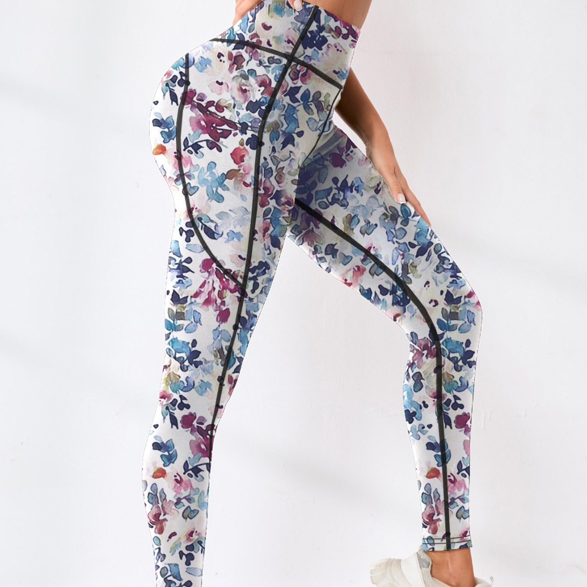Stylish Fast Drying Athletic Tights Featuring Floral Design - Perfect for Gym Activities