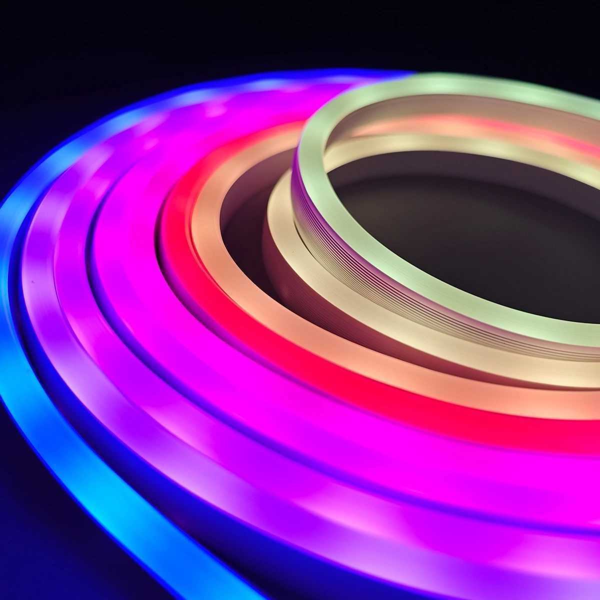 RGBIC Smart WIFI Neon LED Strip Lights with Chase Effects Alexa/Google Voice Control USB Neon Rope Light for Home Party Decor XJ250612