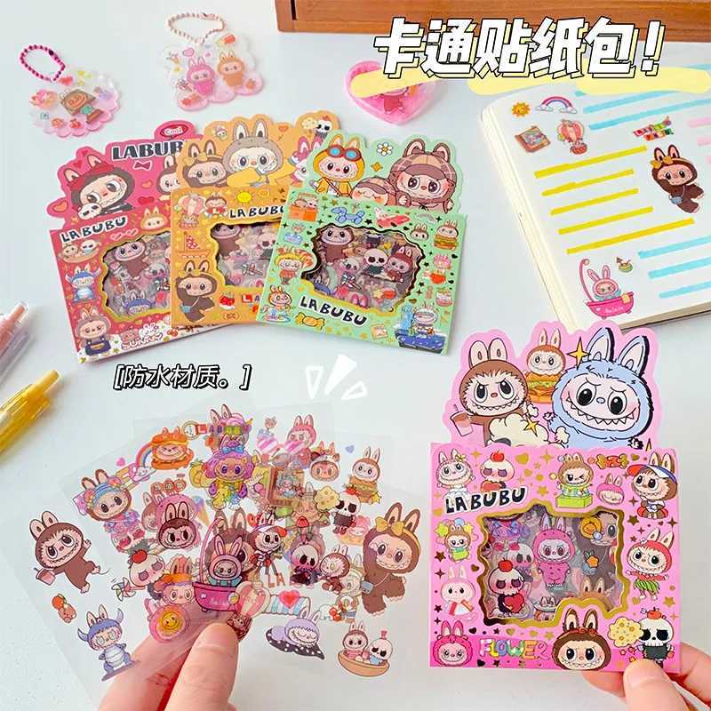 5pcs Labubu Series Cartoon Stickers Cute Stickers for Children Creative Handbook Material Stickers Labubu Waterproof Sticker W250613