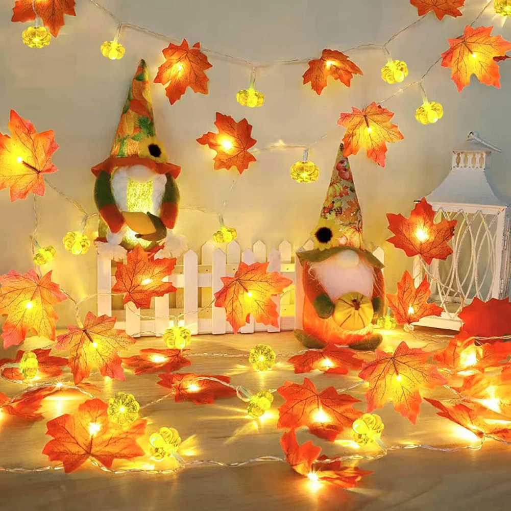 1.5/3M Artificial Maple Leaf LED Light String Lantern Garland Home Party DIY Decoration Halloween New Year Christmas Decoration XJ250612