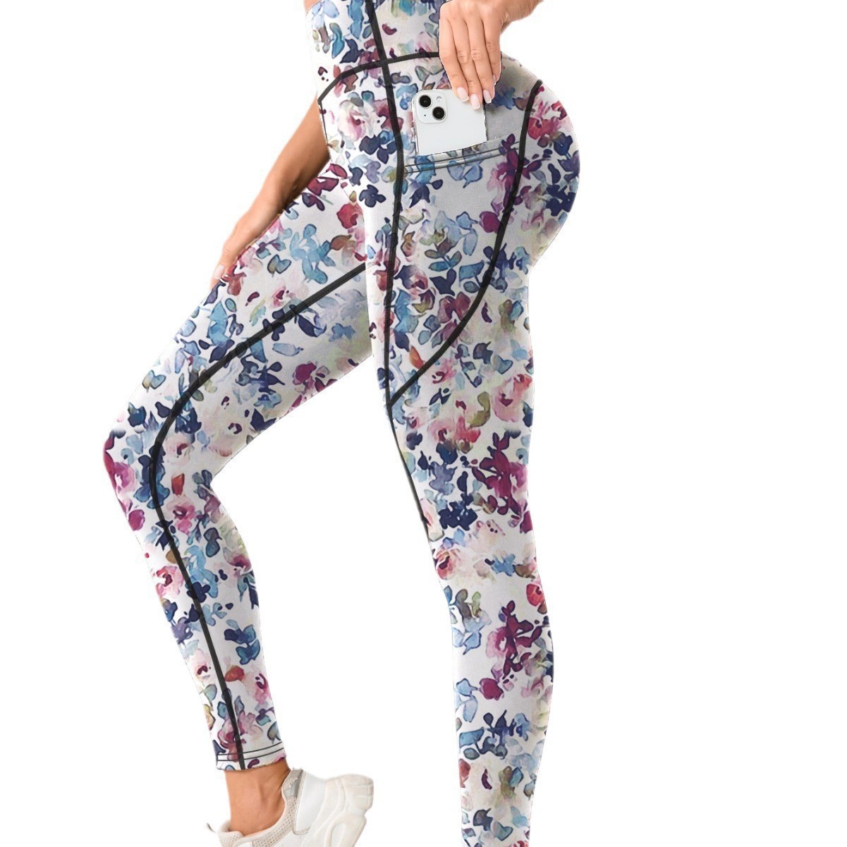 Stylish Fast Drying Athletic Tights Featuring Floral Design - Perfect for Gym Activities