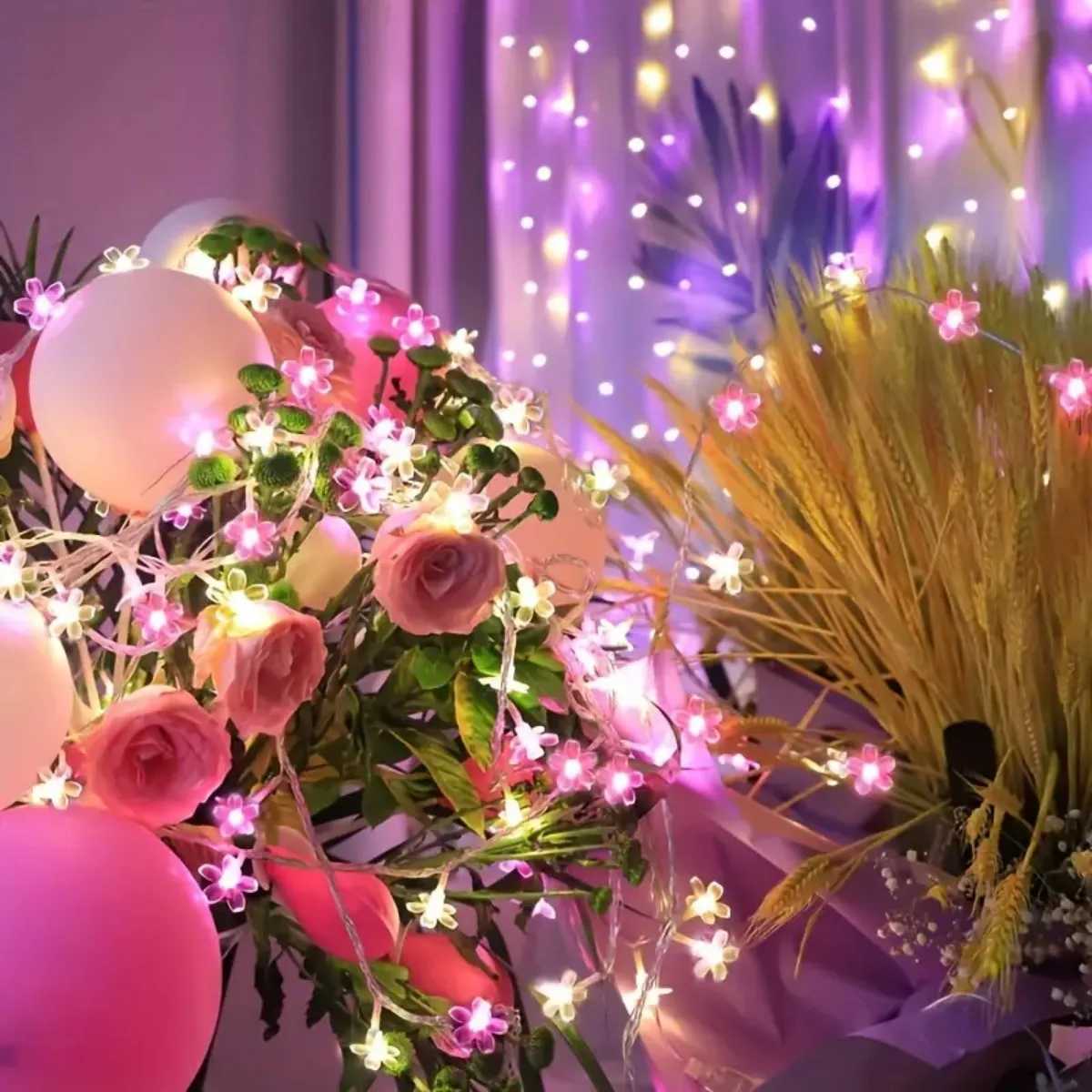1pc LED Cherry Blossom String Lights Fairy LED Lights Girl Heart Indoor Decorative String Lights For Home Garden Lawn Decoration XJ250612