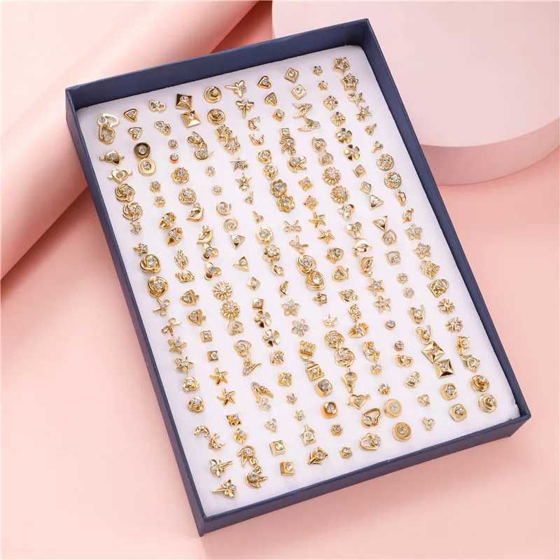 100 Pairs/Lot Small Mini Stud Earring Set For Girl Love Star Animal Geometric Random Female Wedding Party Ear Jewelry Accessories XJ250612
