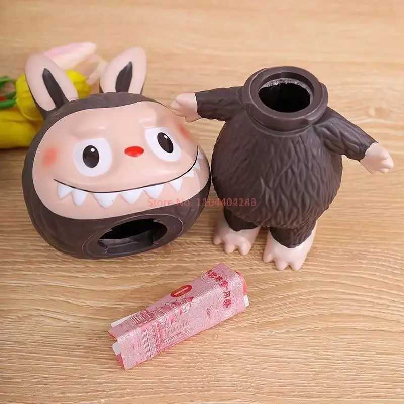 Hot Sale Labubu Figurine piggy bank Anime Peripheral Cute Detachable Desktop Ornament Toy Children Ideal as Birthday Gifts Z250613 Free shipping