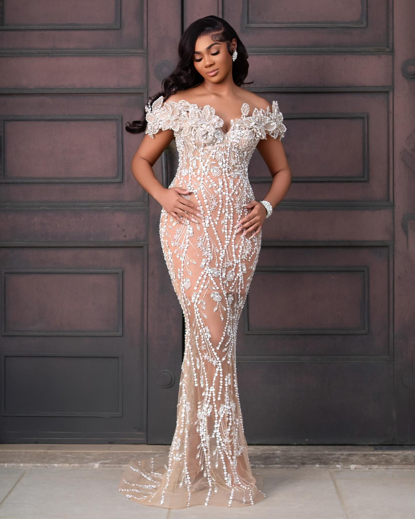 Champagne Mermaid Prom Dresses 2025 Flowers Crystals Illusion Lace Evening Formal Party Second Birthday Engagement Gowns Plus Size Dress For Special O