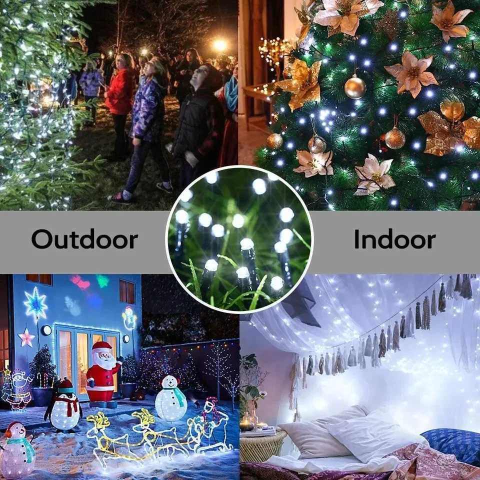 LED Solar Light String 8 Functions Outdoor Waterproof Lawn Starry Sky Christmas Garden Courtyard Decoration Atmosphere Lights XJ250612