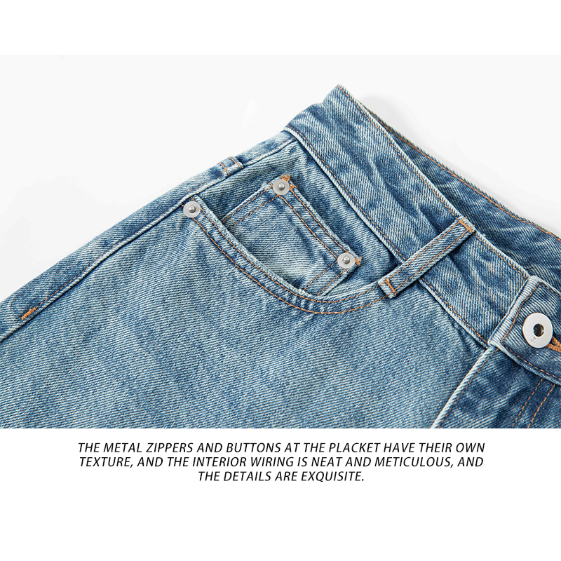 Slim fit mid-waist cobalt jeans in loose cut and soft fabric wide-leg pants K9553